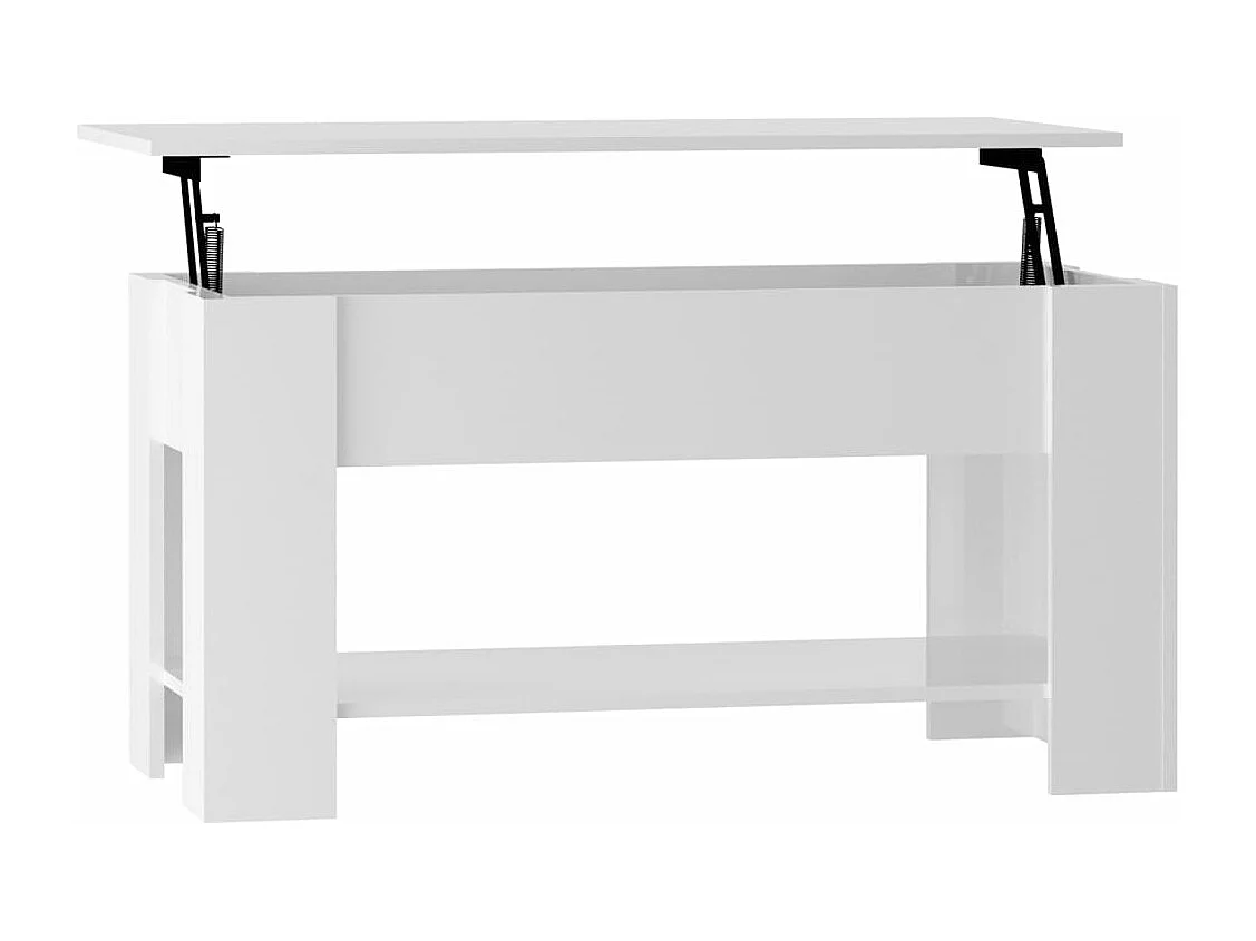 Mesa de centro madera contrachapada blanco brillo 101x49x52 cm