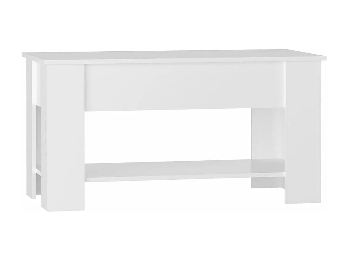 Mesa de centro madera contrachapada blanco brillo 101x49x52 cm