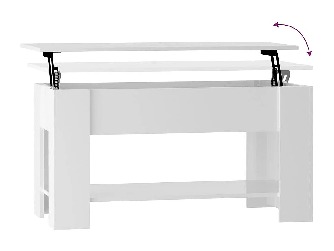 Mesa de centro madera contrachapada blanco brillo 101x49x52 cm