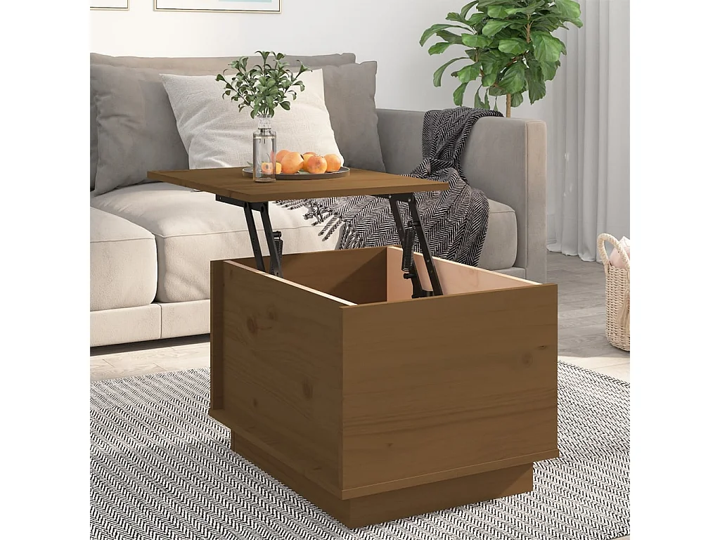 Table basse Marron miel 40x50x35 cm Bois massif de pin