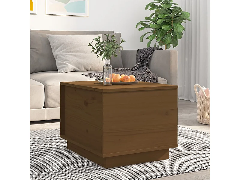 Table basse Marron miel 40x50x35 cm Bois massif de pin