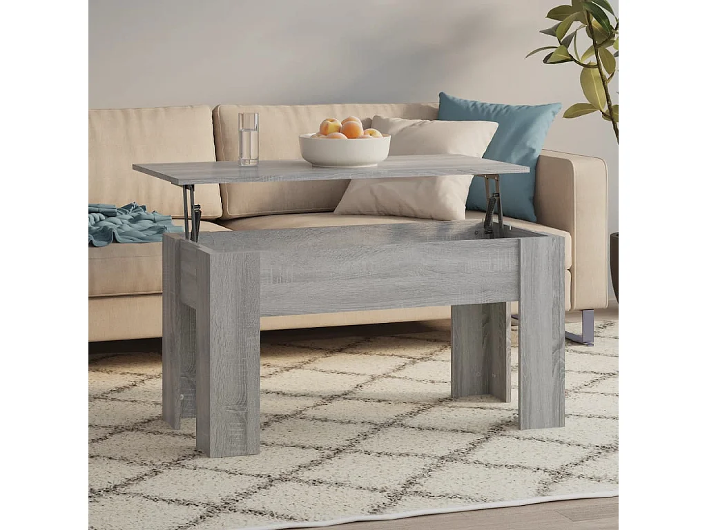 Mesa de centro madera contrachapada gris Sonoma 101x49x52 cm