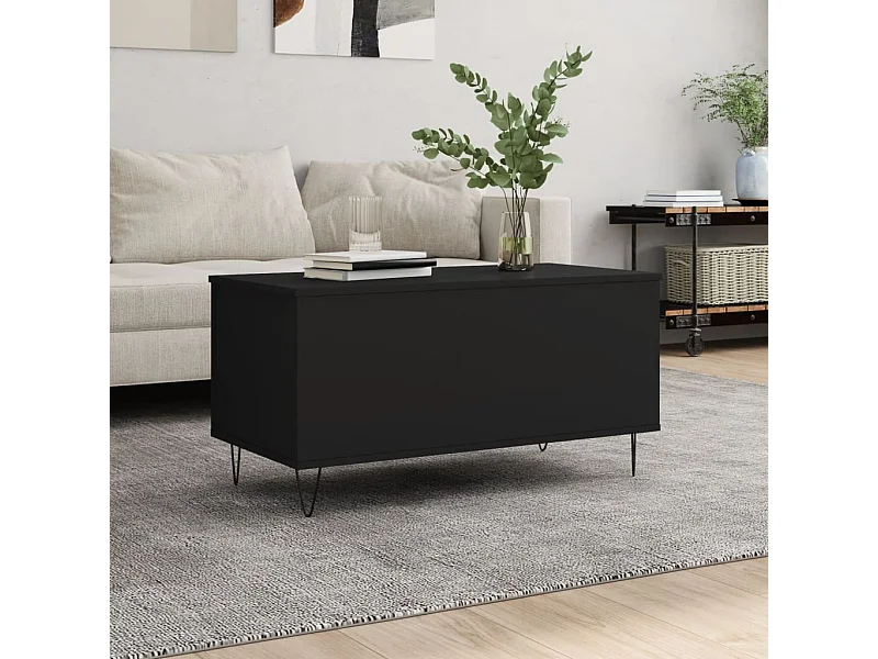 Mesa de centro madera contrachapada negro 90x44,5x45 cm