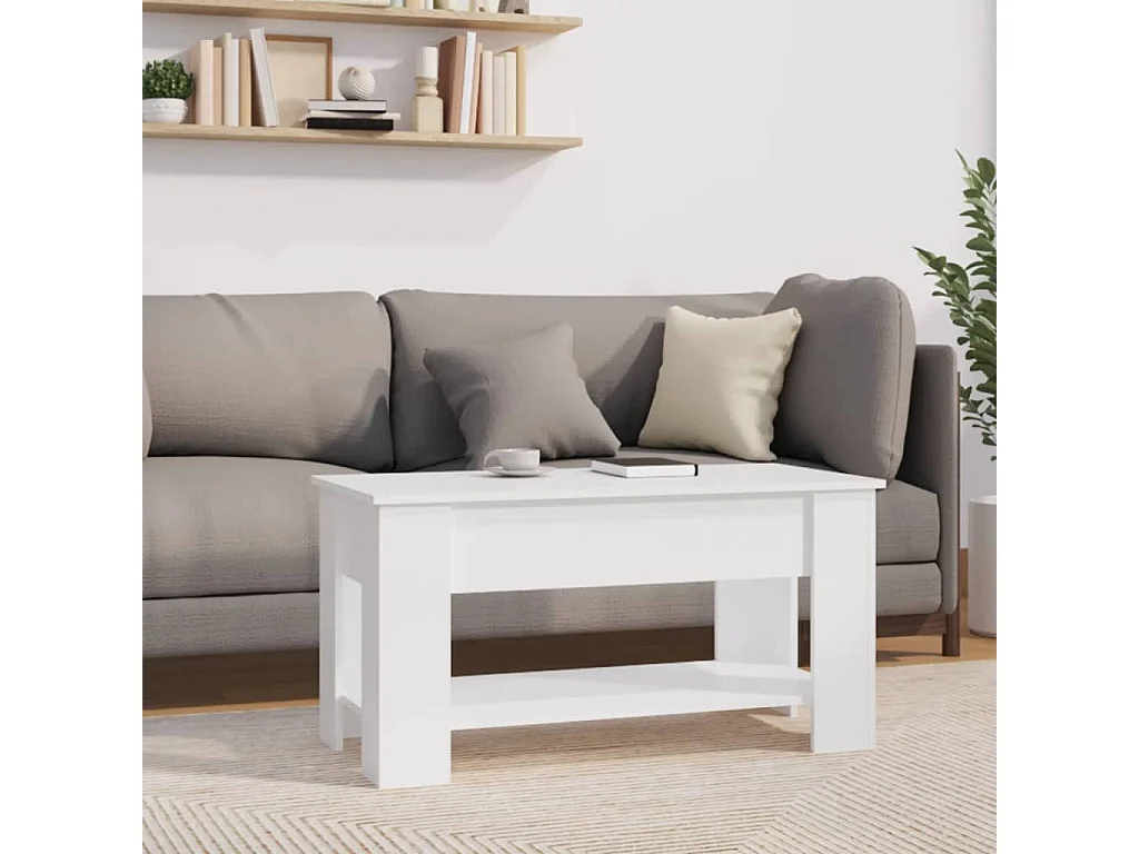 Table basse Blanc 101x49x52 cm Bois d'ingénierie