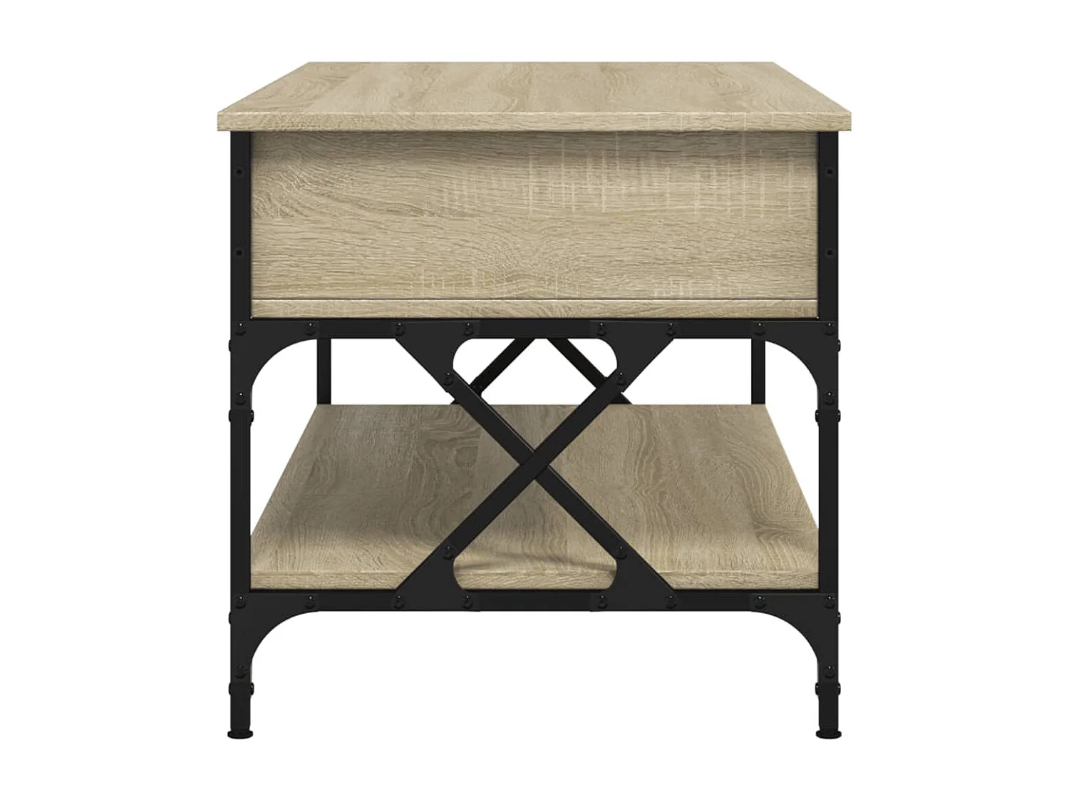 Table basse chêne sonoma 100x50x50cm bois d'ingénierie et métal