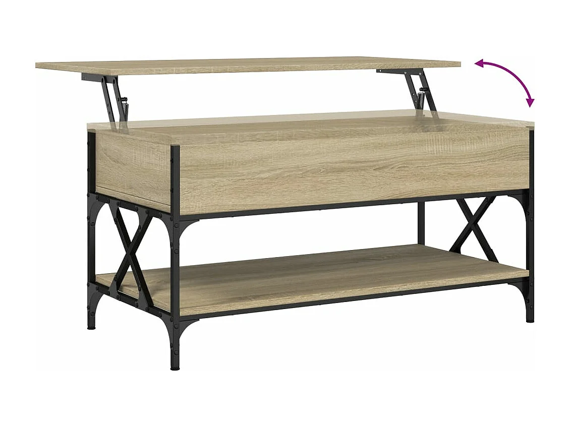 Table basse chêne sonoma 100x50x50cm bois d'ingénierie et métal