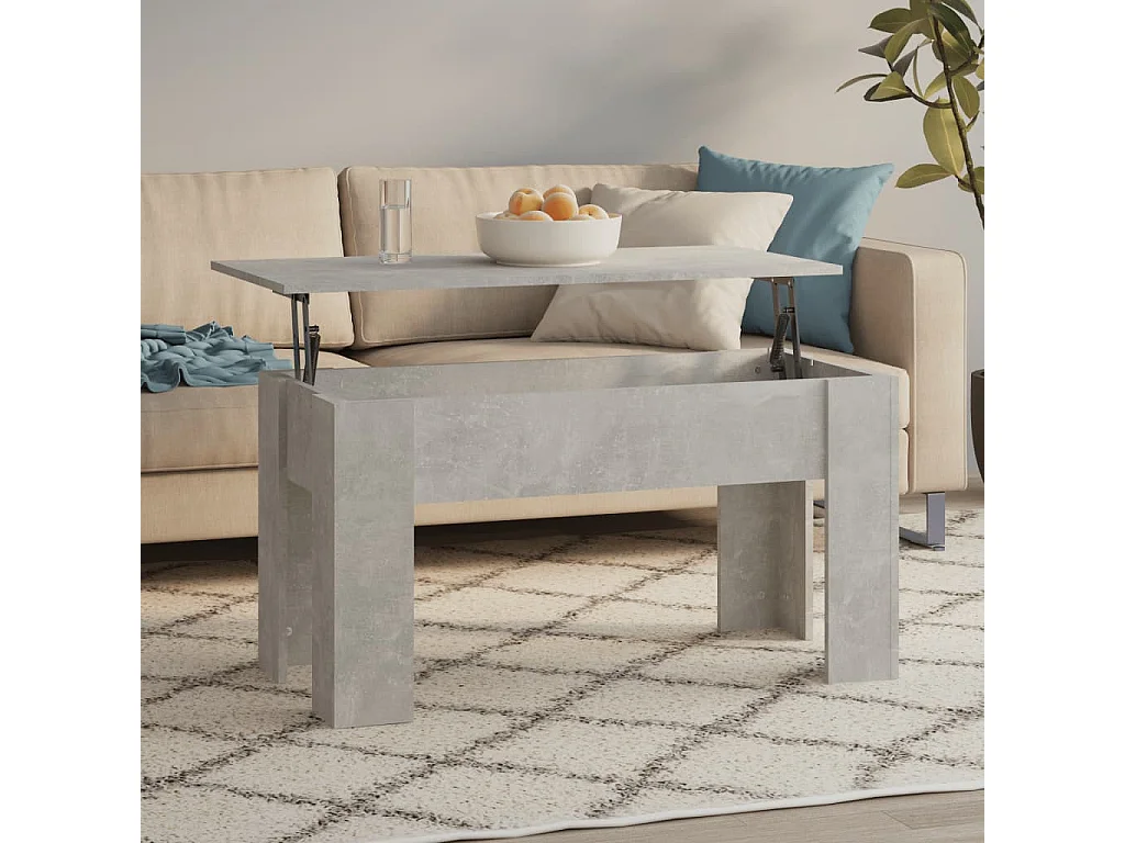 Mesa de centro madera contrachapada gris hormigón 101x49x52 cm