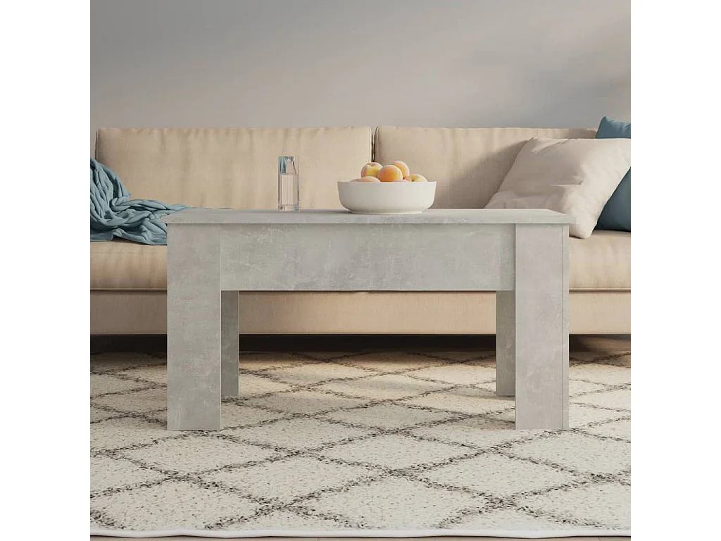 Mesa de centro madera contrachapada gris hormigón 101x49x52 cm