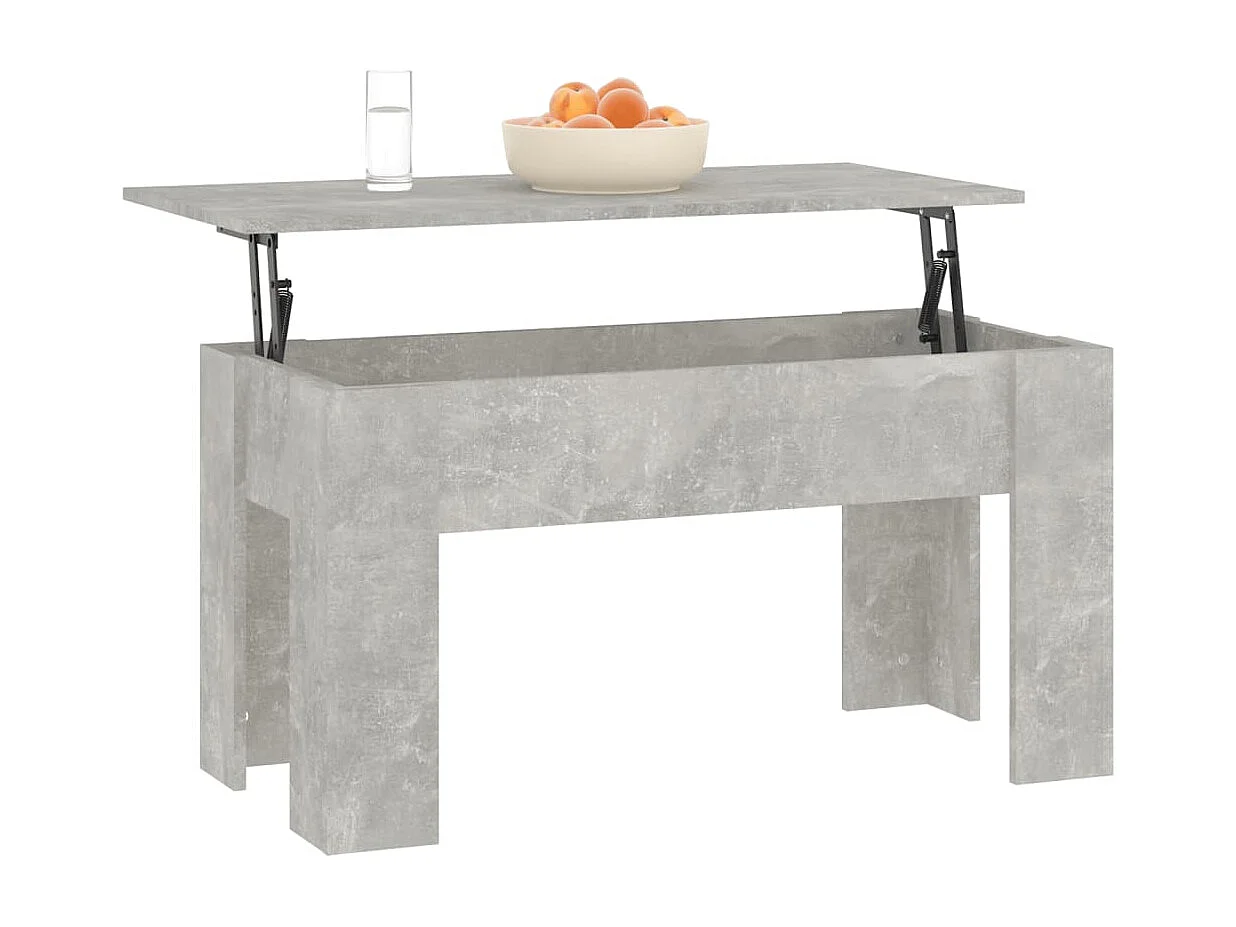 Mesa de centro madera contrachapada gris hormigón 101x49x52 cm