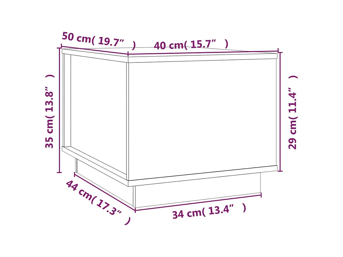 Table basse Gris 40x50x35 cm Bois massif de pin