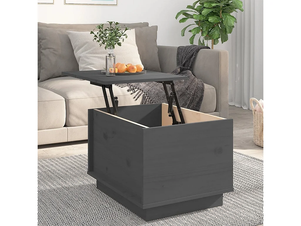 Table basse Gris 40x50x35 cm Bois massif de pin