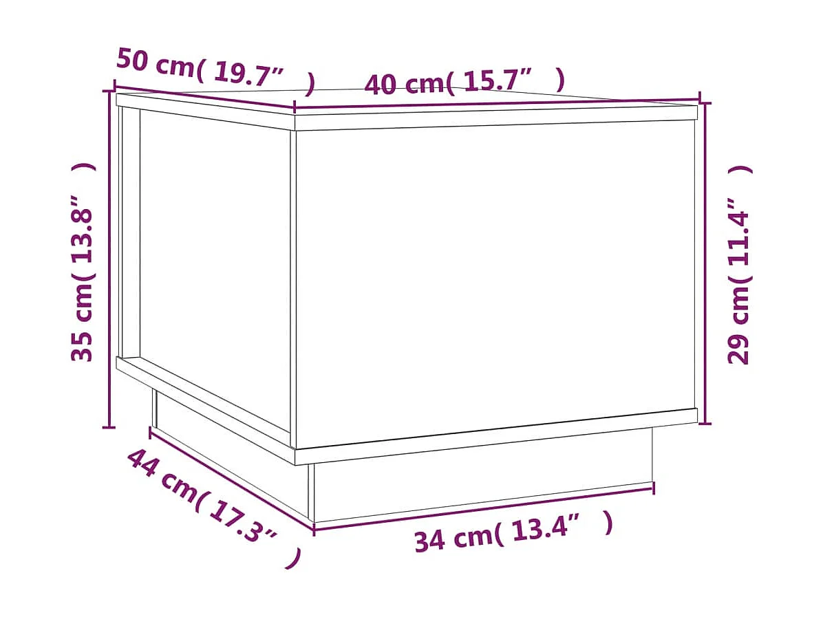 Table basse Gris 40x50x35 cm Bois massif de pin