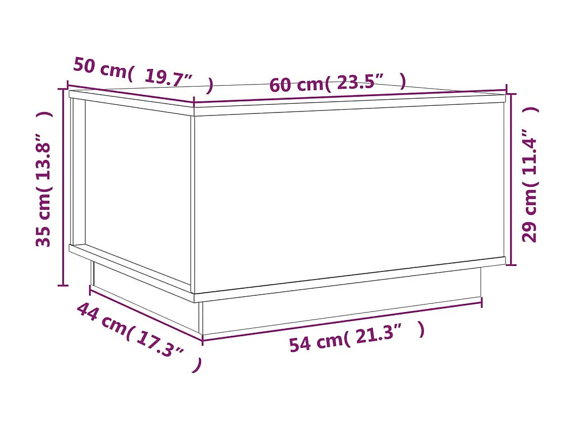 Table basse Gris 60x50x35 cm Bois massif de pin