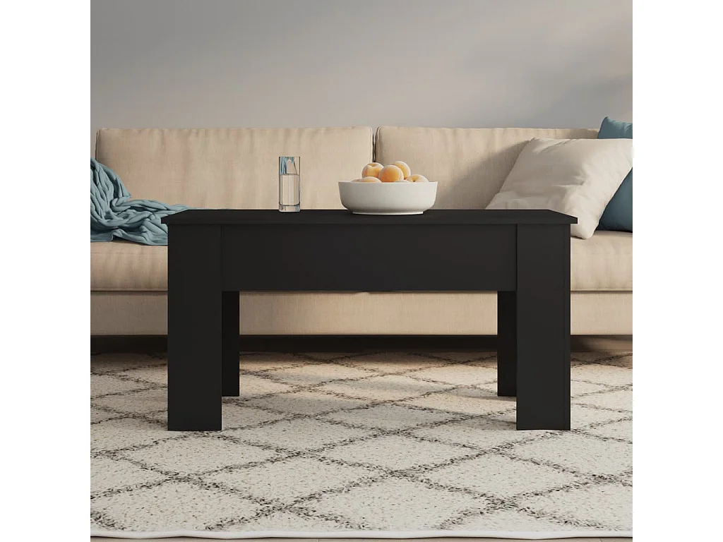 Mesa de centro madera contrachapada negro 101x49x52 cm