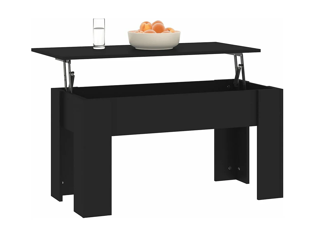 Mesa de centro madera contrachapada negro 101x49x52 cm