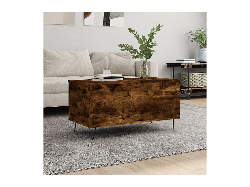 Table basse Chêne fumé 90x44,5x45 cm Bois d'ingénierie