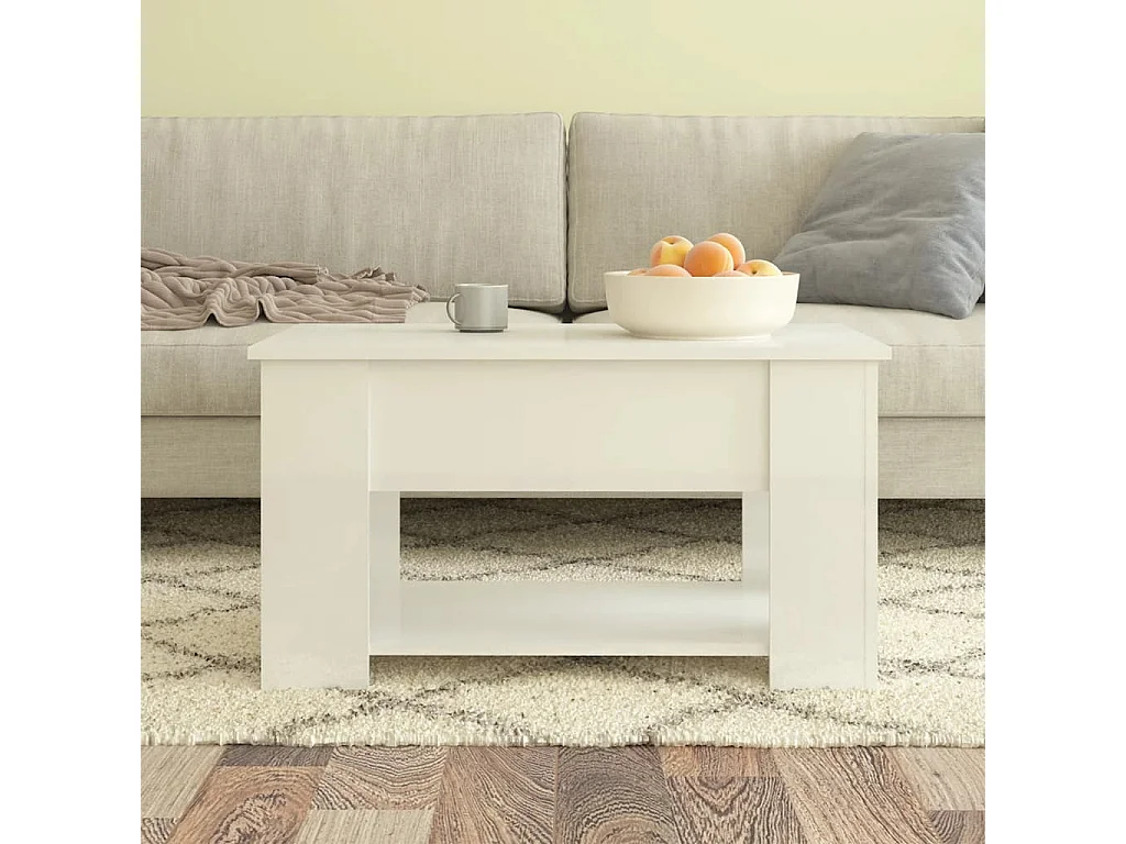 Mesa centro 79x49x41 cm madeira processada branco brilhante