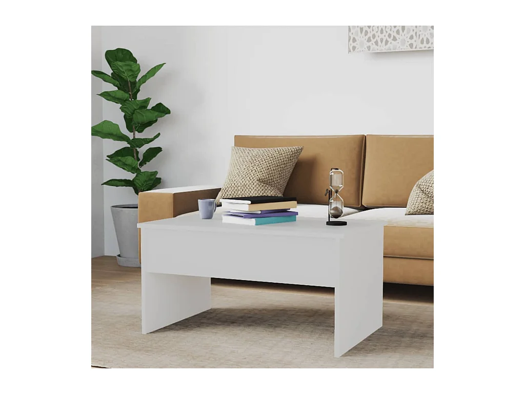 Table basse Blanc 80x50,5x41,5 cm Bois d'ingénierie