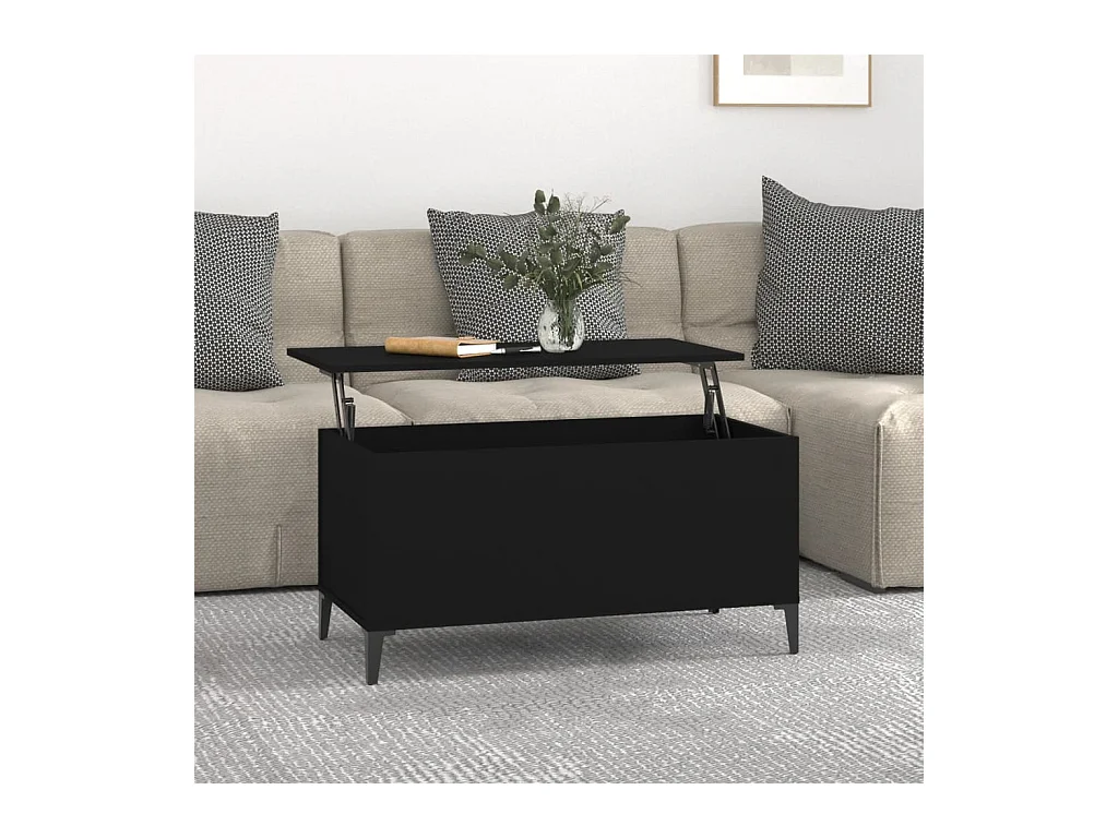 Table basse Noir 90x44,5x45 cm Bois d'ingénierie