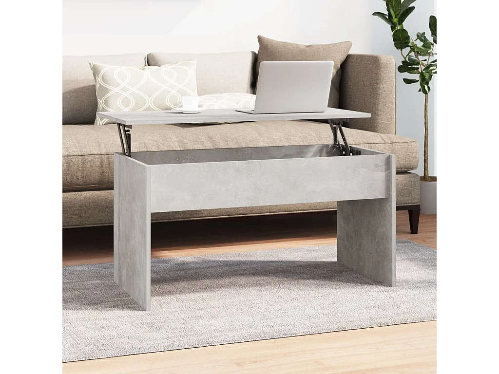 Table basse Gris béton 102x50,5x52,5 cm Bois d'ingénierie