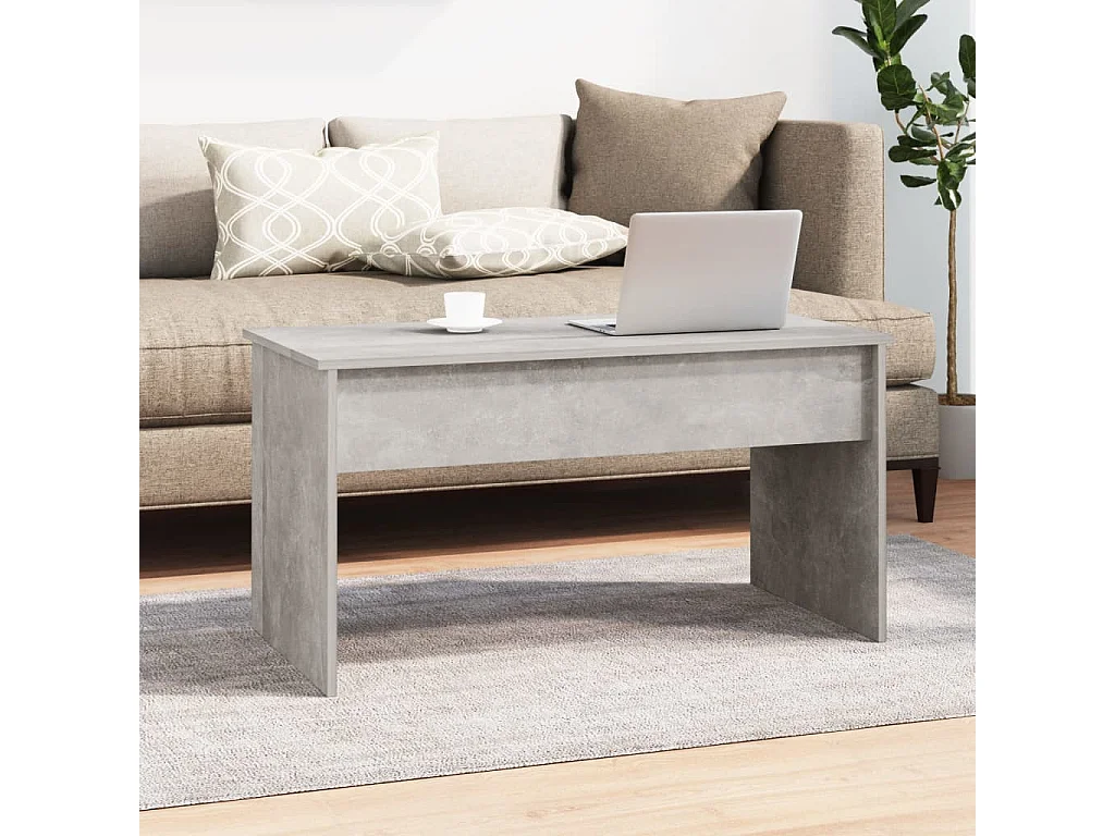Table basse Gris béton 102x50,5x52,5 cm Bois d'ingénierie