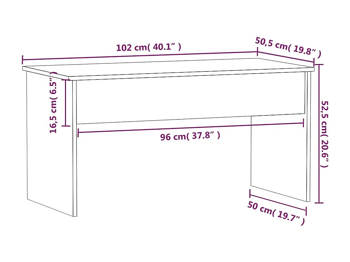 Table basse Gris béton 102x50,5x52,5 cm Bois d'ingénierie