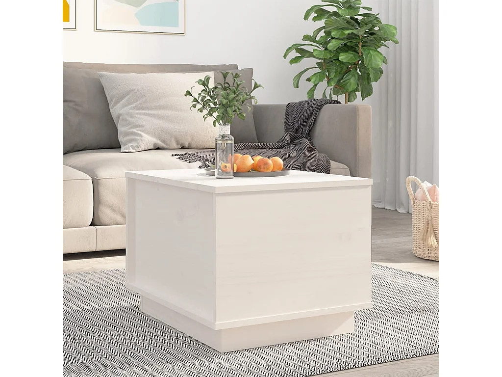 Mesa de centro de madera maciza de pino blanco 40x50x35 cm