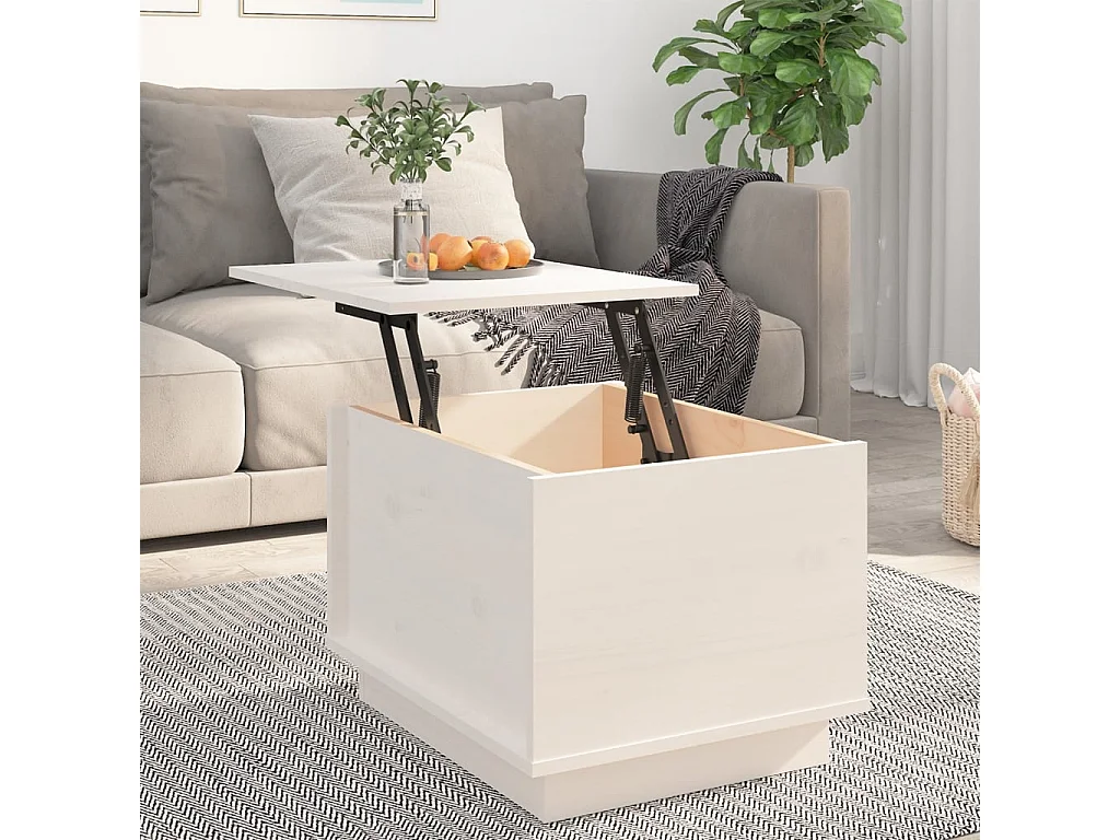 Mesa de centro de madera maciza de pino blanco 40x50x35 cm
