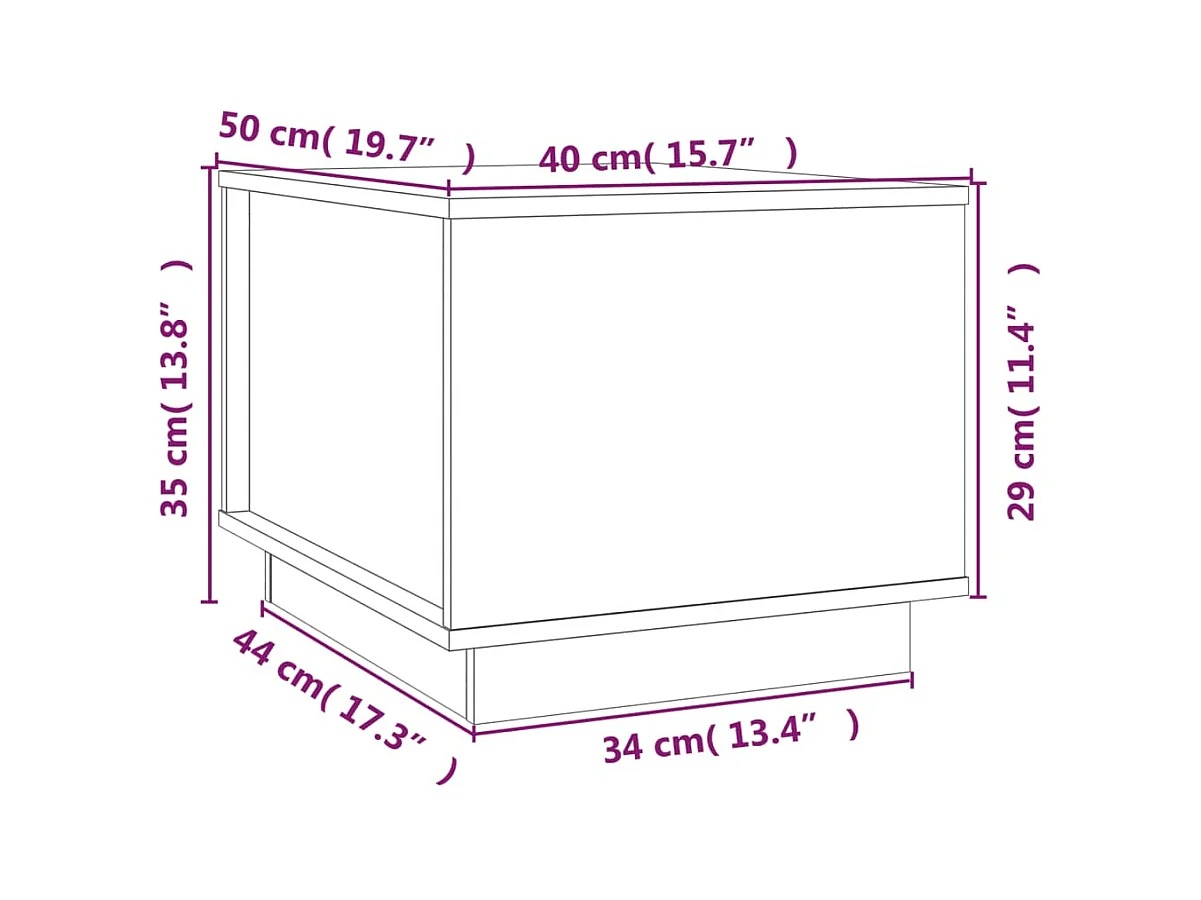 Table basse Blanc 40x50x35 cm Bois massif de pin