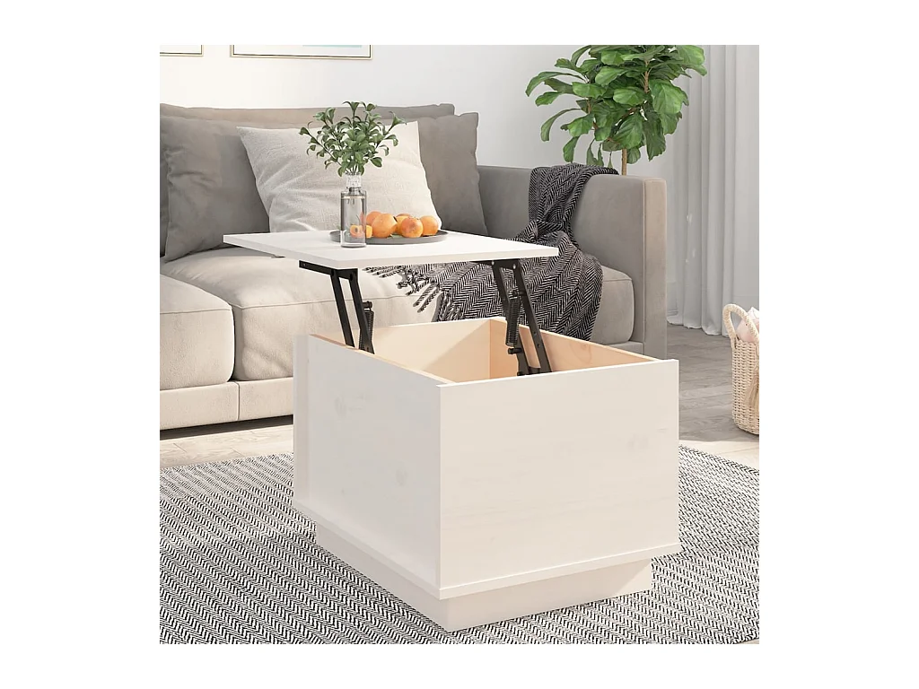 Table basse Blanc 40x50x35 cm Bois massif de pin