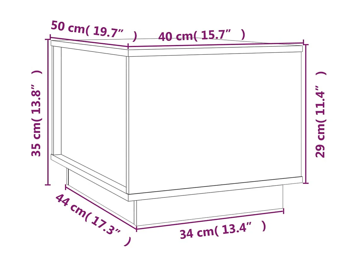 Table basse Blanc 40x50x35 cm Bois massif de pin