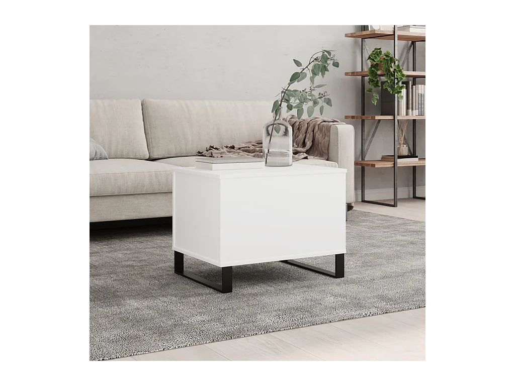 Table basse Blanc 60x44,5x45 cm Bois d'ingénierie