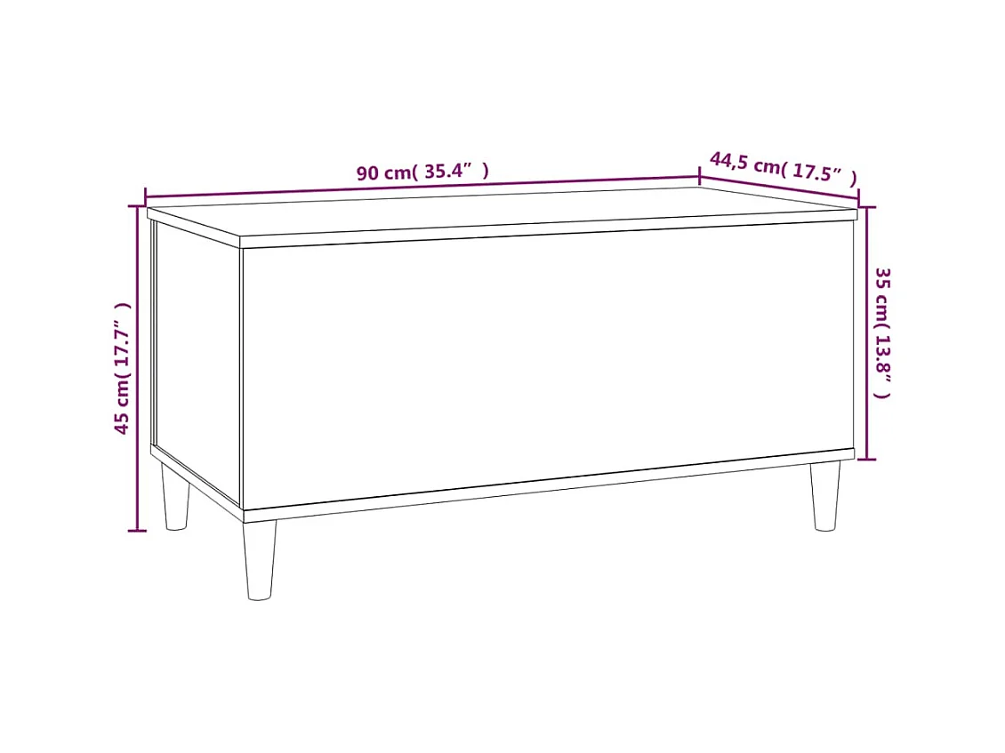 Table basse Blanc 90x44,5x45 cm Bois d'ingénierie