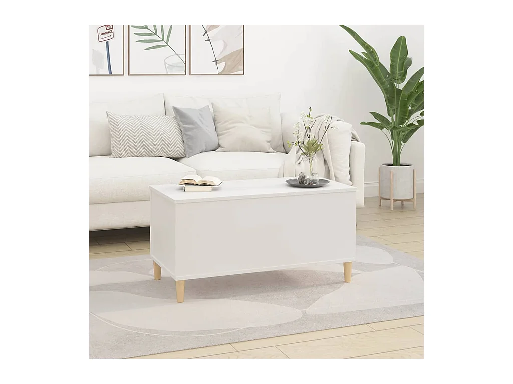 Table basse Blanc 90x44,5x45 cm Bois d'ingénierie