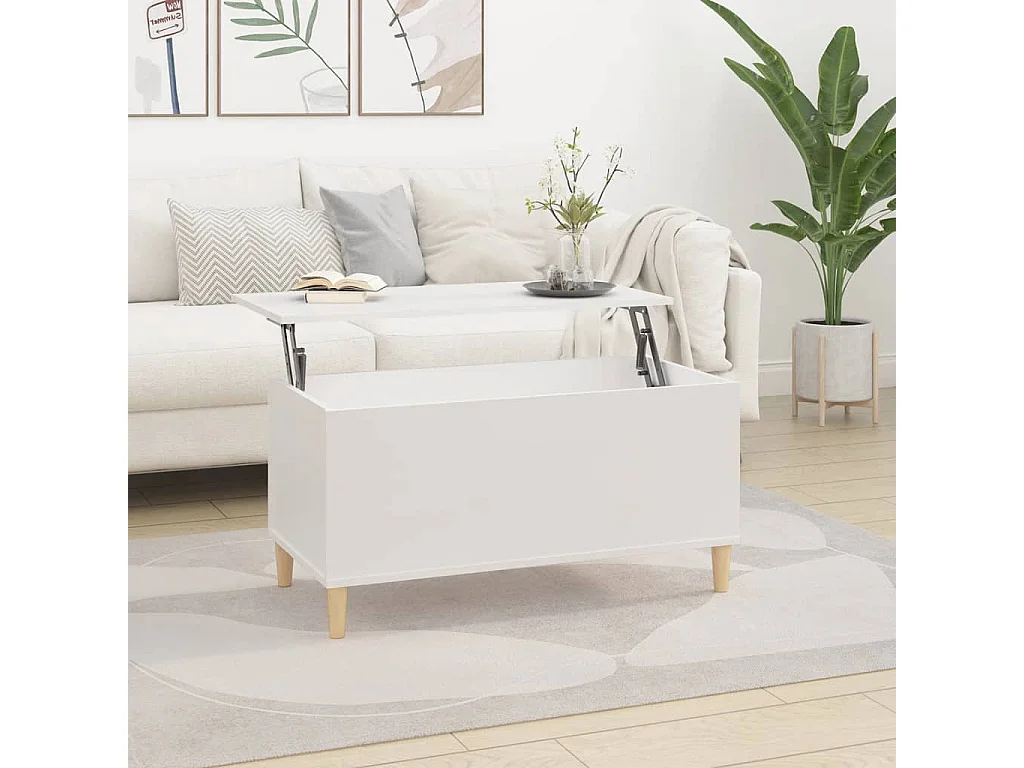 Mesa de centro madera contrachapada blanco 90x44,5x45 cm
