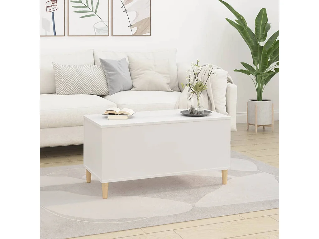 Mesa de centro madera contrachapada blanco 90x44,5x45 cm