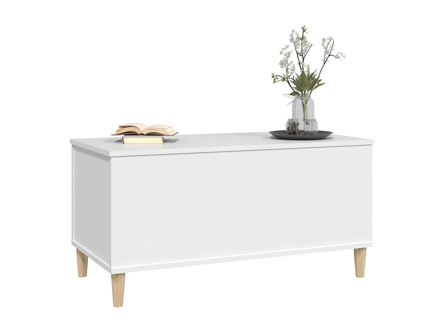 Mesa de centro madera contrachapada blanco 90x44,5x45 cm