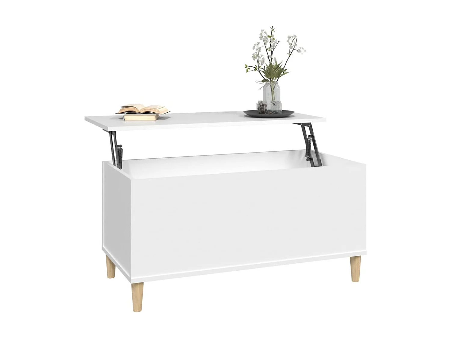 Mesa de centro madera contrachapada blanco 90x44,5x45 cm