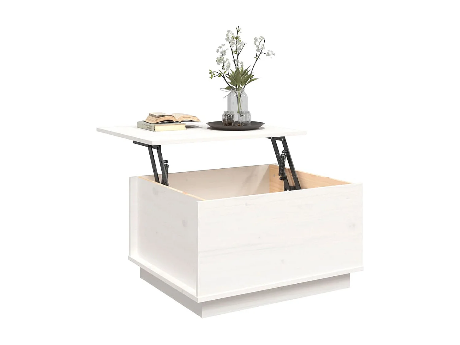 Salontafel 60x50x35 cm massief grenenhout wit