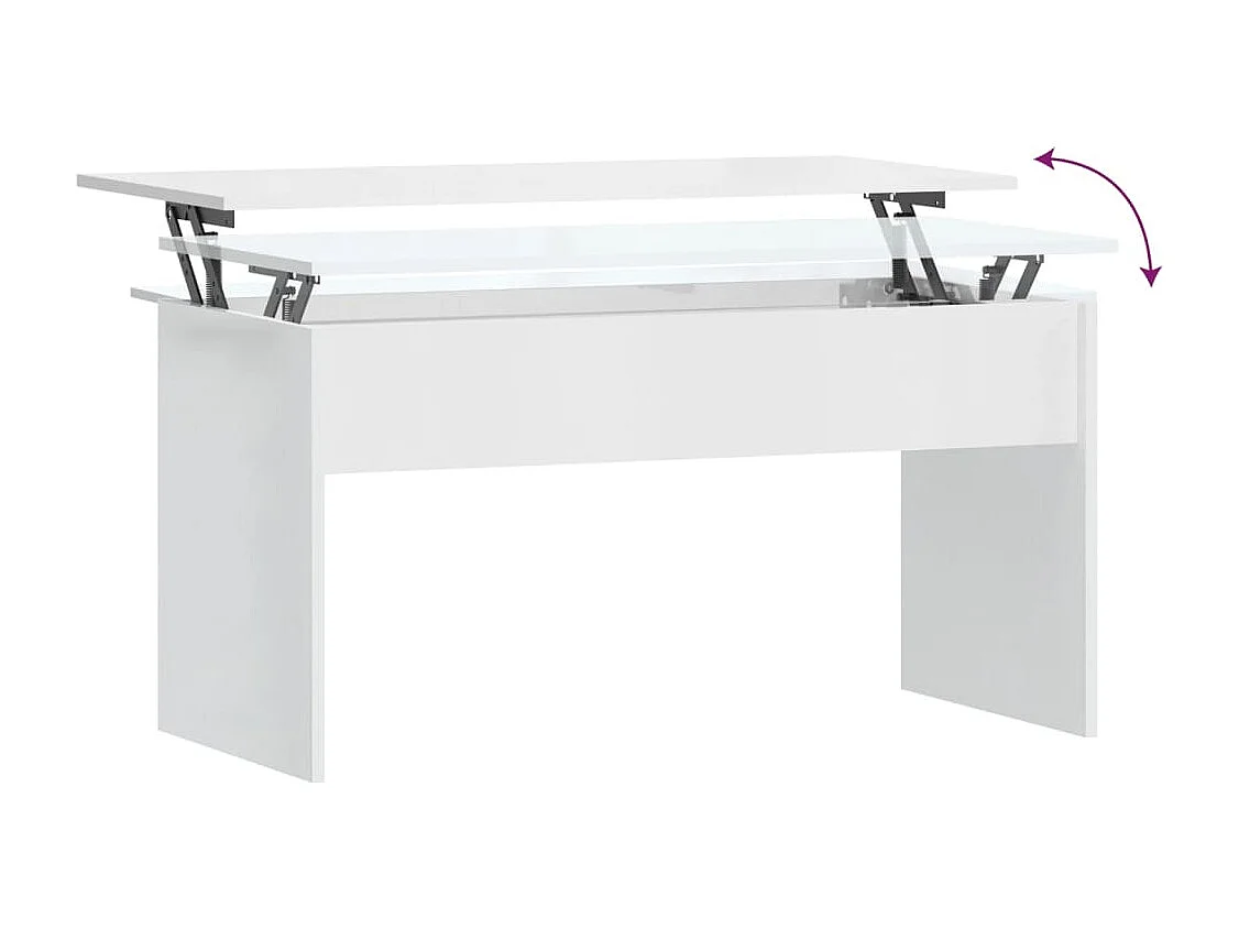 Mesa de centro contrachapada blanco brillante 102x50,5x52,5 cm