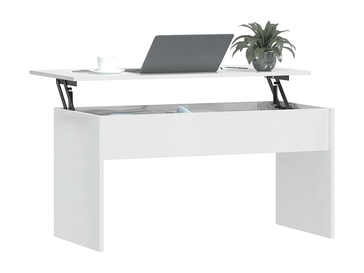 Mesa de centro contrachapada blanco brillante 102x50,5x52,5 cm