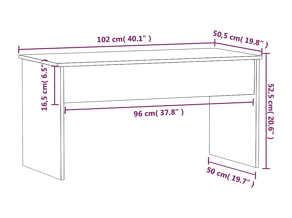Mesa de centro contrachapada blanco brillante 102x50,5x52,5 cm