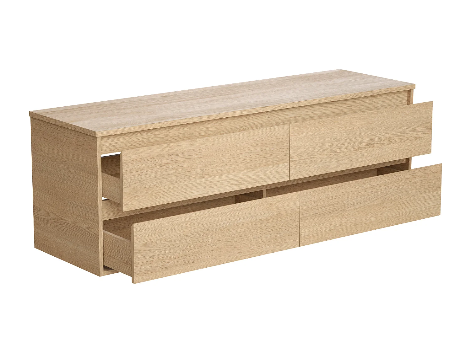 Waschbeckenunterschrank hängend mit Platte - 150 cm - Eichenholzfurnier - MILIPAM