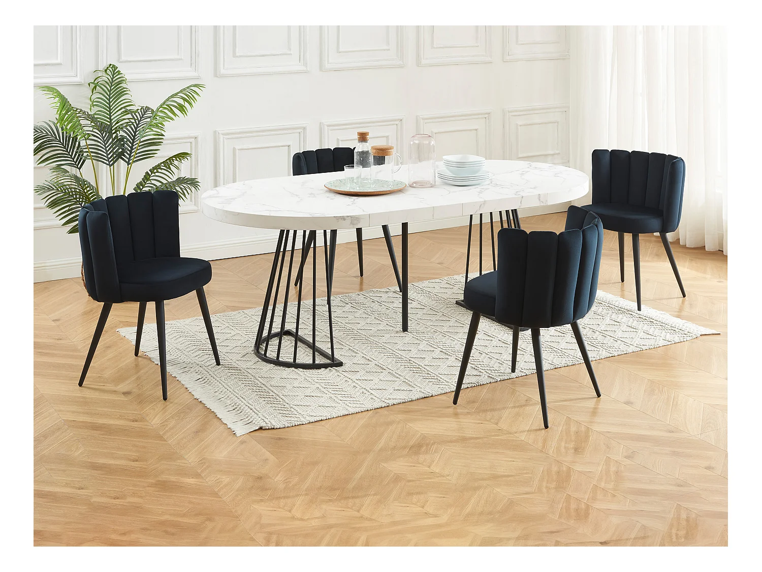 Lot de 6 chaises en velours et métal - Noir - PRANILA de Pascal MORABITO