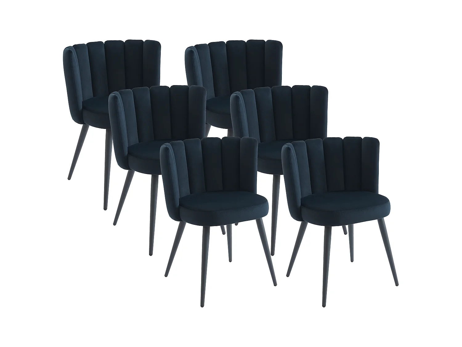 Set van 6 stoelen van velours en metaal - Zwart - PRANILLA van Pascal MORABITO