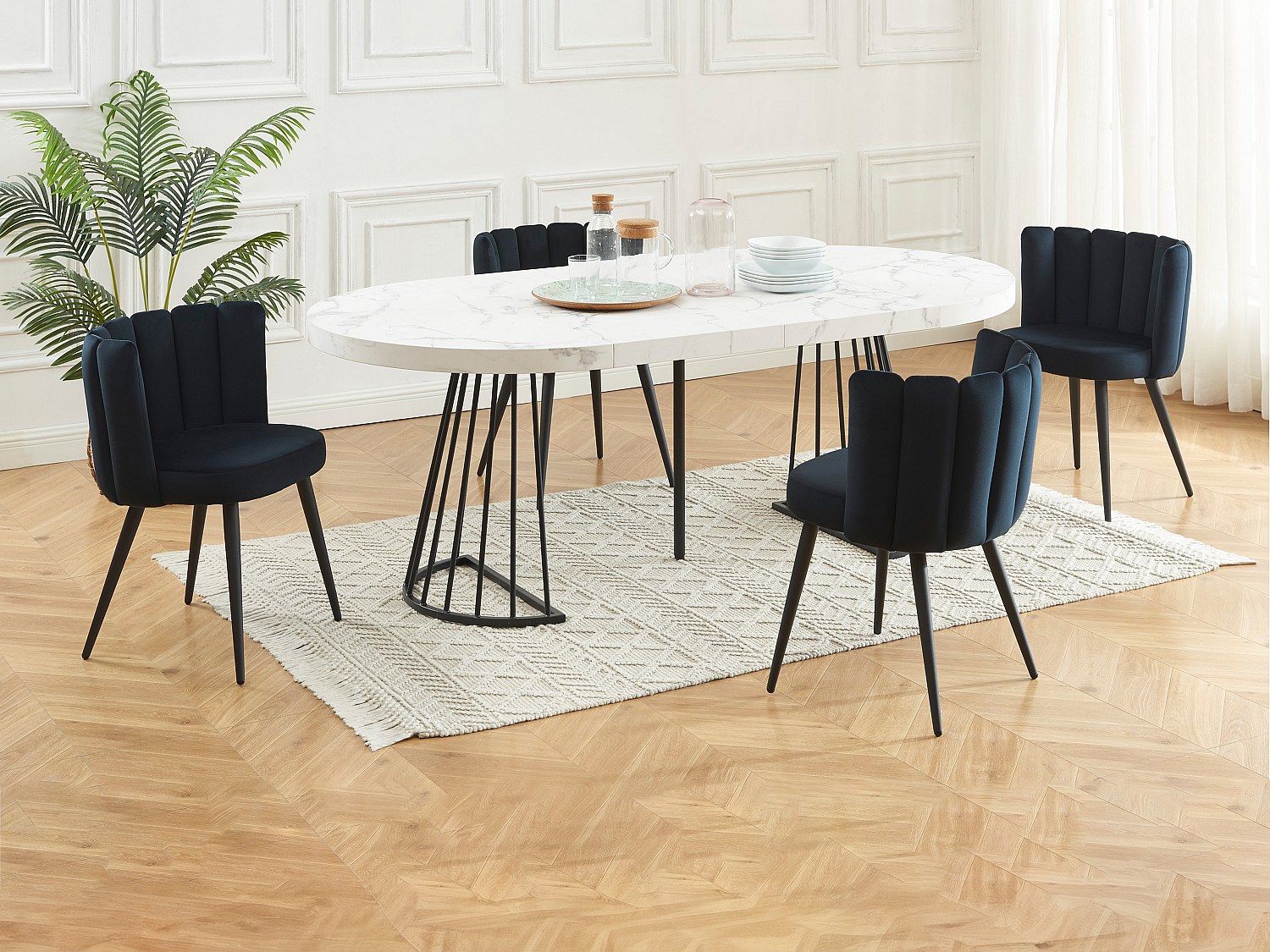 Vente-unique Stuhl 6er-Set - Samt & Metall - Schwarz - Pranila Von Pascal Morabito