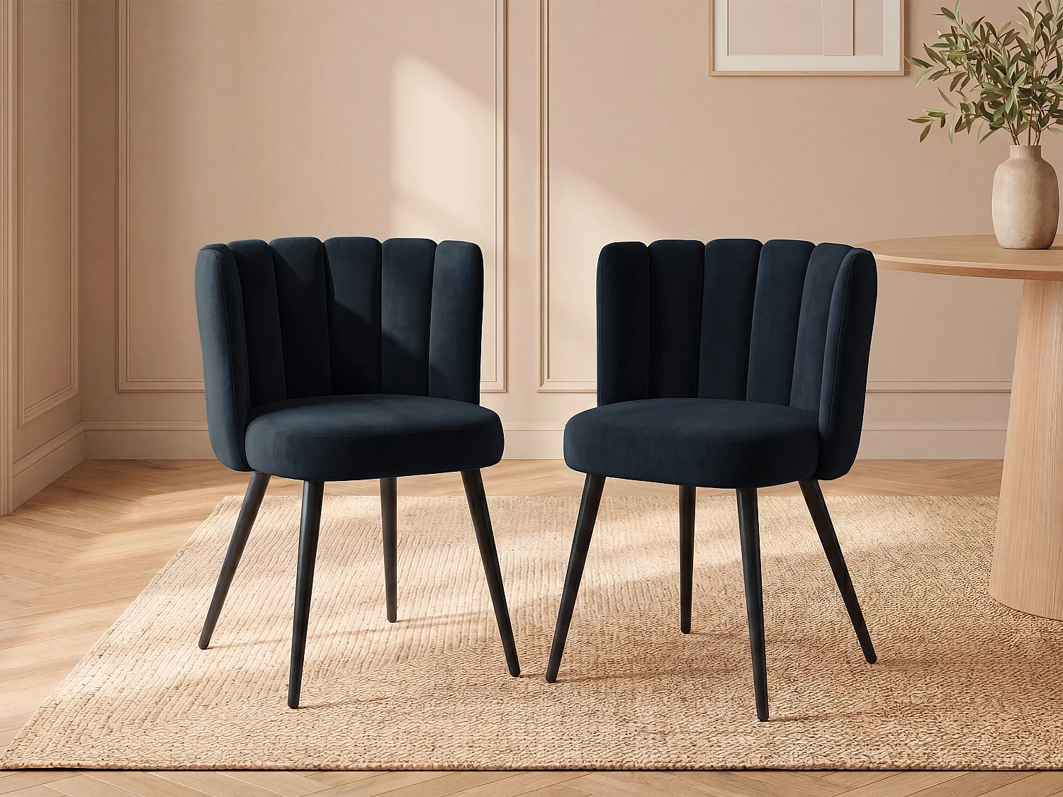 Set van 6 stoelen van velours en metaal - Zwart - PRANILLA van Pascal MORABITO