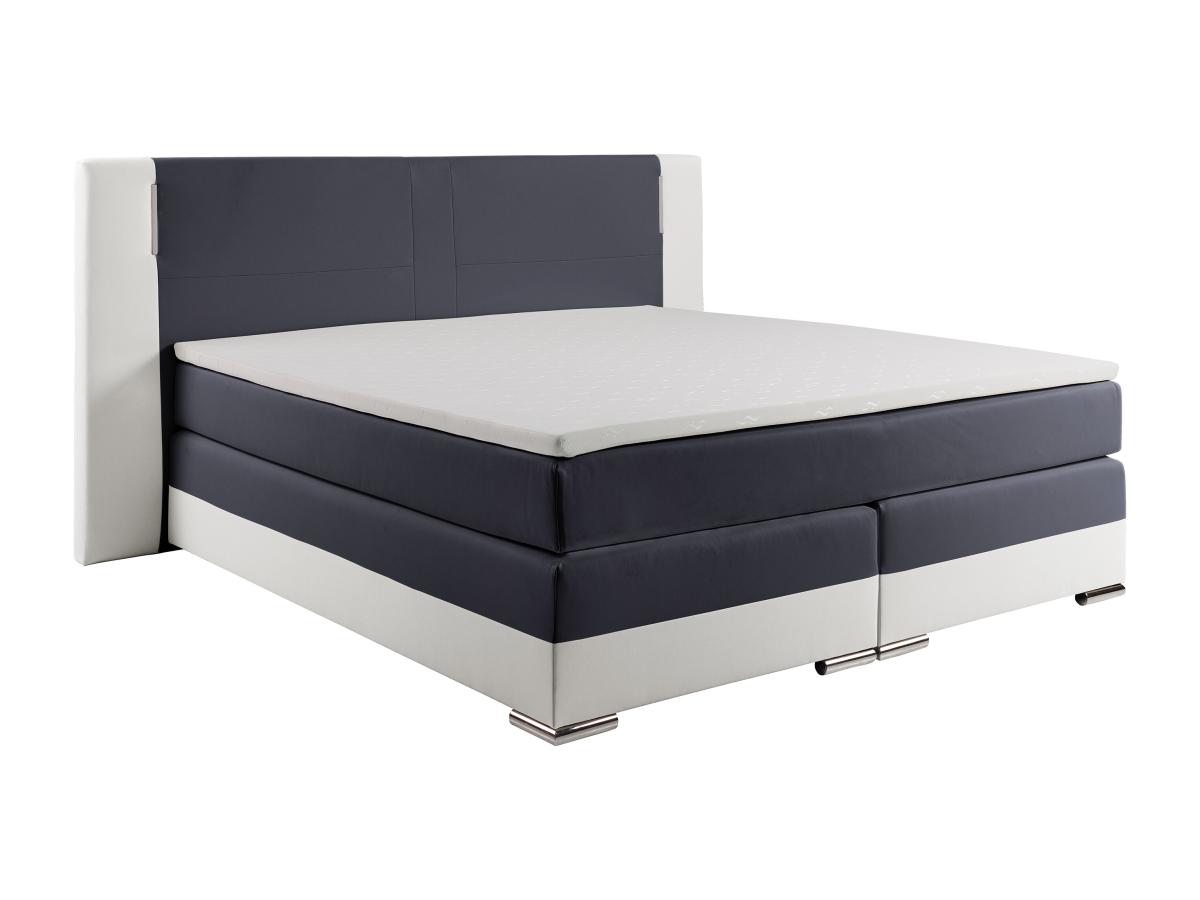 LED-Boxspringbett mit Kopfteil + Lattenroste + Matratzen + Topper - 160 x 2 günstig online kaufen