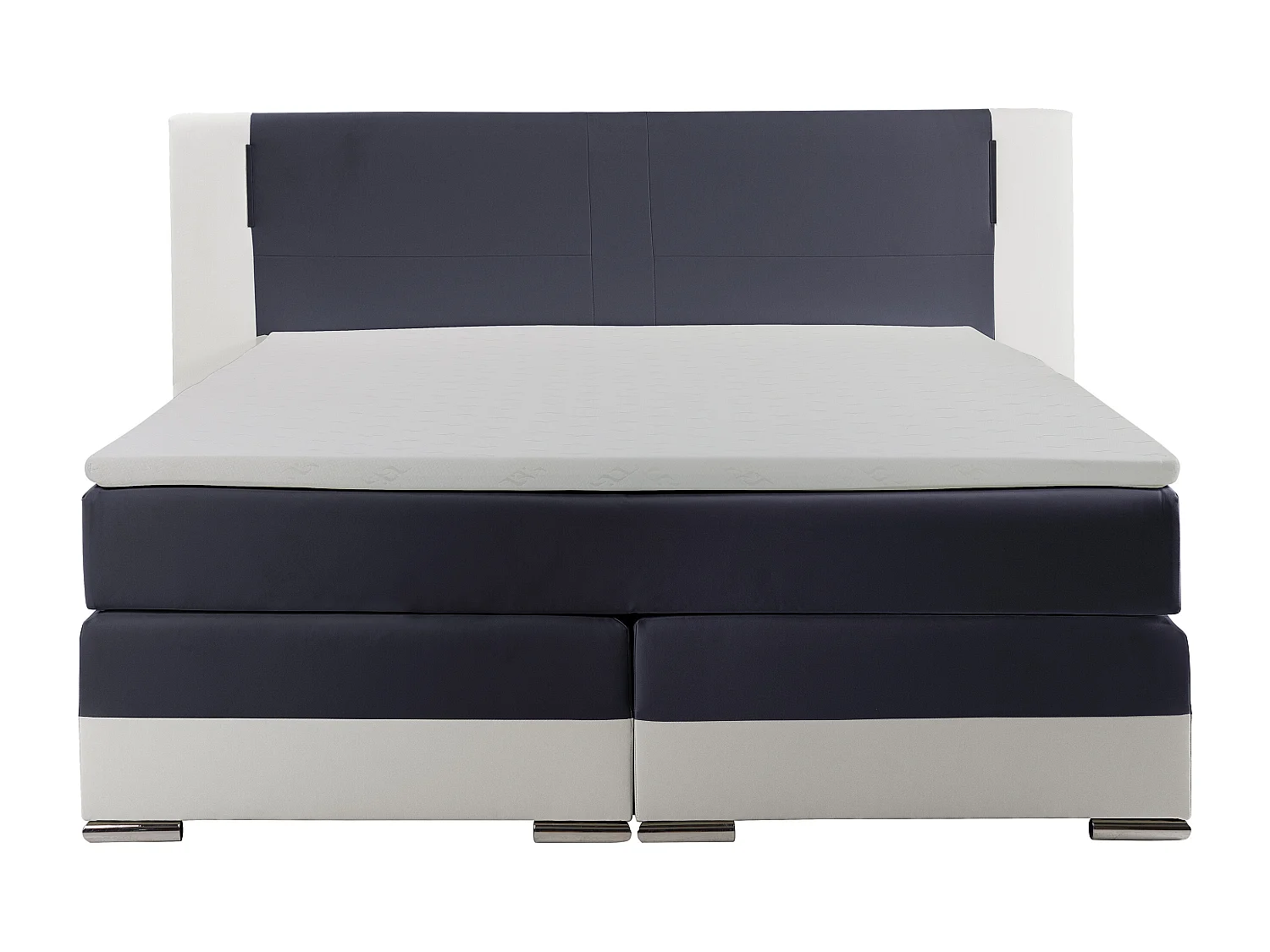 Ensemble complet boxspring tête de lit avec leds + sommiers + matelas + surmatelas - 180 x 200 cm - Simili - Blanc et gris - ASTI II de YSMÉE