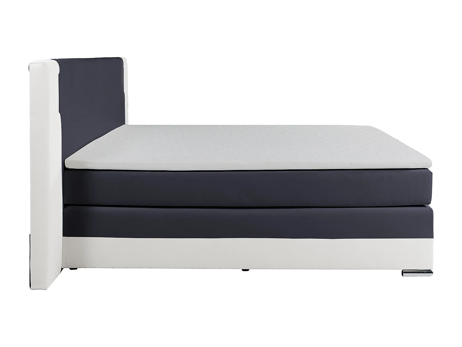Ensemble complet boxspring tête de lit avec leds + sommiers + matelas + surmatelas - 180 x 200 cm - Simili - Blanc et gris - ASTI II de YSMÉE